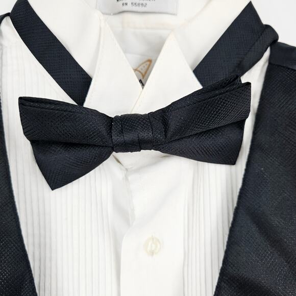 Ferrecci Uomo Mens Black Diamond Vest Tie Bowtie Set Size M 3716 - Picture 2 of 12